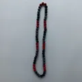 Red and black rhinestone Shamballa bead long necklace, handmade clay sparkle jewelry. - 10mm Beads, Approx 56 Beads, 54cm(21.25inch), 5 Rows / Red and Black