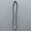 Close-up detail of sparkling rhinestone clay bead strand, shiny crystal silver necklace accessory. - 10mm Beads, Approx 56 Beads, 54cm(21.25inch), 5 Rows / Silver