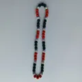 Handmade Shamballa rhinestone clay beads elastic necklace in red, green and silver colors. - 10mm Beads, Approx 56 Beads, 54cm(21.25inch), 5 Rows / Red Green and Silver