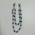Detailed close-up view of 12mm blue and white rhinestone disco ball pants chain accessory - Style 54