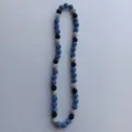 Shamballa rhinestone beaded necklace blue black silver clay balls jewelry fashion accessory - 10mm Beads, 54cm (5-Row Rhinestones) / Blue Black Silver Tri-color (45)