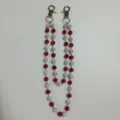 Close-up of red and white pavé disco ball hip-hop waist chain with silver clasps - Style 55