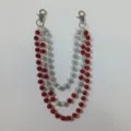 Three-layer 12mm rhinestone ball chain for jeans or bags in red and silver finish - Style 52