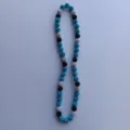 Detailed view of the Shamballa rhinestone beaded necklace showing sparkling blue and black beads. - Blue Silver Black Combination (47) / 10mm Beads, Approx 56 Pcs, 54cm, 5 Rows / Blue Silver Black Color