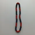 Red and dark blue crystal clay bead necklace detail view, sparkling Shamballa style beads. - 10mm Beads, Approx 56 Beads, 54cm(21.25inch), 5 Rows / Style 18
