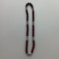 Red and silver crystal pave ball beaded necklace sparkly hip hop Shamballa jewelry style - 10mm Beads, Approx 56 Beads, 54cm(21.25inch), 5 Rows / Style 20