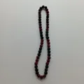 Detail shot of red and black rhinestone shamballa bead necklace, sparkling crystal clay ball design. - 10mm Beads, Approx 56 Beads, 54cm (21.25inch), 6 Rows of Rhinestones / Style 24