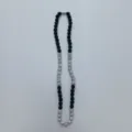 Detailed view of sparkling Shamballa rhinestone bead necklace with black silver disco balls. - 10mm Beads, Approx 56 Beads, 54cm (21.25inch), 6 Rows of Rhinestones / Style 28