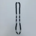 Close-up detail of black and crystal rhinestone Shamballa bead necklace with magnetic clasp. - 10mm Beads, Approx 56 Beads, 54cm (21.25inch), 6 Rows of Rhinestones / Style 31