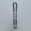Colorful rhinestone Shamballa bead necklace with blue silver red crystals and magnetic clasp. - 10mm Beads, Approx 56 Beads, 54cm (21.25inch), 6 Rows of Rhinestones / Style 33