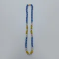 Detailed view of the sparkling Shamballa rhinestone bead necklace featuring blue and yellow crystals. - 10mm Beads, Approx 56 Beads, 54cm (21.25inch), 6 Rows of Rhinestones / Style 38