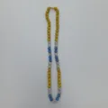 Colorful shamballa crystal clay beaded necklace detail showing yellow blue and sparkly rhinestones. - 10mm Beads, Approx 56 Beads, 54cm(21.25inch), 5 Rows / Style 41