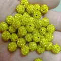 8mm Yellow Rhinestone Shamballa Beads Clay Pave Crystal Ball for DIY Jewelry Making Parts - Lemon Yellow