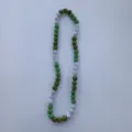 Green and silver Shamballa rhinestone bead necklace fashion elastic handmade jewelry accessory. - 10mm (5 Rows / 54cm) / Green & Silver (56)