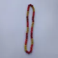 Red and gold rhinestone disco ball bead necklace detailed view, sparkling clay bead jewelry. - 10mm (5 Rows / 54cm) / Red & Gold (57)