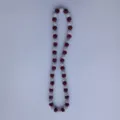 Detailed view of red and white crystal clay rhinestone shamballa bead necklace close up. - 10mm (5 Rows / 54cm) / Red & White (58)