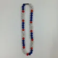 Red white and blue rhinestone Shamballa bead necklace with magnetic clasp for daily wear - 10mm 5 Rows / Red, White and Blue (62)