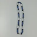 Blue black rhinestone clay bead necklace with white cross beads fashion jewelry accessory - 10mm 5 Rows / Blue and Black with Cross (63)