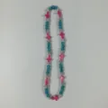 Colorful beaded shamballa necklace with pink cross charms and sparkly round beads. - 10mm 5 Rows / Pink, Blue and Silver with Cross (66)