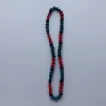 Detailed close-up of colorful rhinestone clay beads strand, sparkling DIY jewelry accessory. - Shamballa Style (p5662) / 10mm Beads, Approx 56 Beads, 54cm, 5 Rows of Rhinestones / Red, Black, and Blue