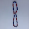 Red white blue rhinestone Shamballa bead necklace detail, sparkling clay ball jewelry. - Shamballa Style (p5662) / 10mm Beads, Approx 56 Beads, 54cm, 5 Rows of Rhinestones / Red, White, and Blue