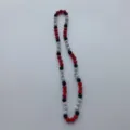 Sparkling rhinestone clay bead necklace detail featuring red, black and silver crystal balls. - Shamballa Style (p5662) / 10mm Beads, Approx 56 Beads, 54cm, 5 Rows of Rhinestones / Red, Black, and Silver White