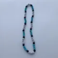 Multi-color crystal disco ball bead necklace detailed view featuring blue silver black shimmer. - 10mm Beads, 5 Rows (54cm) / Blue Black Silver Mix (80)