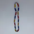 Colorful rhinestone clay beads Shamballa necklace detail, sparkling crystal ball jewelry. - 10mm Beads, 5 Rows (54cm) / Red Blue Yellow Silver Mix (83)