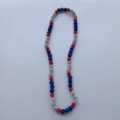 Red blue silver crystal shamballa bead necklace detailed view sparkling fashion jewelry. - 10mm Beads, 5 Rows (54cm) / Red Blue Silver Mix (85)