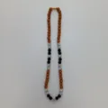 Detailed view of the multi-color Shamballa clay rhinestone beaded necklace with clasp. - 10mm Beads, Approx 56 Beads, 54cm(21.25inch), 5 Rows / Style 44