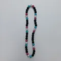 Polymer clay rhinestone disco ball beads necklace colorful shamballa beaded chain jewelry detail - 10mm Beads, Approx 56 Beads, 54cm(21.25inch), 5 Rows / Style 75