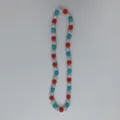 Detail shot of the red, white and blue crystal rhinestone pave Shamballa bead necklace. - 10mm Beads, Approx 56 Beads, 54cm(21.25inch), 5 Rows / Style 77