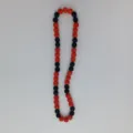 Red and black rhinestone disco ball bead necklace detail shot, sparkling clay crystal jewelry. - 10mm Beads, Approx 56 Beads, 54cm(21.25inch), 5 Rows / Style 78