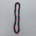 Close-up detail of the sparkling red and blue rhinestone shamballa beaded necklace style. - 10mm Beads, Approx 56 Beads, 54cm(21.25inch), 5 Rows / Style 79
