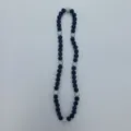 Detailed view of the 8-10mm blue and silver rhinestone disco ball beaded necklace. - 10mm Beads, approx. 56 Beads, 54cm, 5 Rows / No.81