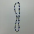 Handmade blue silver rhinestone ball beads necklace with white cross pendants chic stylish design - 10mm Beads, approx. 56 Beads, 54cm, 5 Rows / Color 85