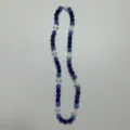 Blue rhinestone shamballa beaded necklace with white cross spacers for hip hop fashion style. - 10mm Beads, approx. 56 Beads, 54cm, 5 Rows / Color 86