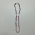 Pink rhinestone Shamballa bead necklace with white cross charms for women and girls daily wear - 10mm Beads, approx. 56 Beads, 54cm, 5 Rows / Color 89