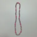 Pink white shamballa rhinestone bead necklace detail, crystal clay disco ball jewelry accessory. - 10mm Beads, Approx 56 Beads, 54cm(21.25inch), 5 Rows / 90