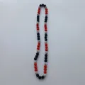 Red black silver crystal disco ball bead necklace detail view, fashion beaded jewelry accessory - Shamballa Beaded Style (89) / 10mm Beads 5 Rows (54cm) / Red Black Silver