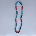 Colorful rhinestone clay bead Shamballa necklace patriotic red white and blue elastic chain. - Shamballa Beaded Style (91) / 10mm Beads 5 Rows (54cm) / Red White Blue