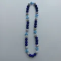 Beaded Shamballa necklace with crystal round balls and blue cross charms for stylish wear. - 10mm Bead, 5 Rows Rhinestone, 54cm / Deep Blue Silver with Cross