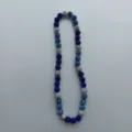 Detail view of the blue and silver Shamballa rhinestone bead necklace close up shot. - 10mm Bead, 5 Rows Rhinestone, 54cm / Blue Deep Blue Silver
