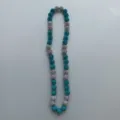 Shamballa rhinestone clay bead necklace detail view showing colorful sparkling ball elements. - 10mm 5 Rows / Blue Pink Silver Mixed