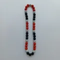 Red black silver rhinestone ball beaded necklace detail close up view fashion jewelry - 10mm 5 Rows (56 Beads / 54cm) / Red Black Silver Trio Style (118)