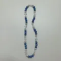 Blue and silver rhinestone shamballa beads necklace with white cross charms jewelry. - 10mm Beads, Approx 56 Beads, 54cm(21.25inch), 5 Rows / 97