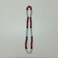 Shamballa rhinestone clay beads necklace red black white elastic cord hip hop jewelry style - 10mm Beads, Approx 56 Beads, 54cm(21.25inch), 5 Rows / 99