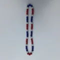 Red white and blue rhinestone Shamballa bead elastic necklace hip hop style fashion jewelry detail. - 10mm Beads, Approx 56 Beads, 54cm (21.25in), 5 Rows / Style 105