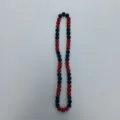 Red and dark blue rhinestone crystal shamballa beads necklace detail close up view display - 10mm Beads, Approx 56 Beads, 54cm(21.25inch), 5 Rows / 110