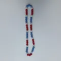 Red White Blue Rhinestone Shamballa Beaded Necklace Sparkling Crystal Fashion Jewelry - 10mm Beads, Approx 56 Beads, 54cm (21.25in), 5 Rows / Style 108